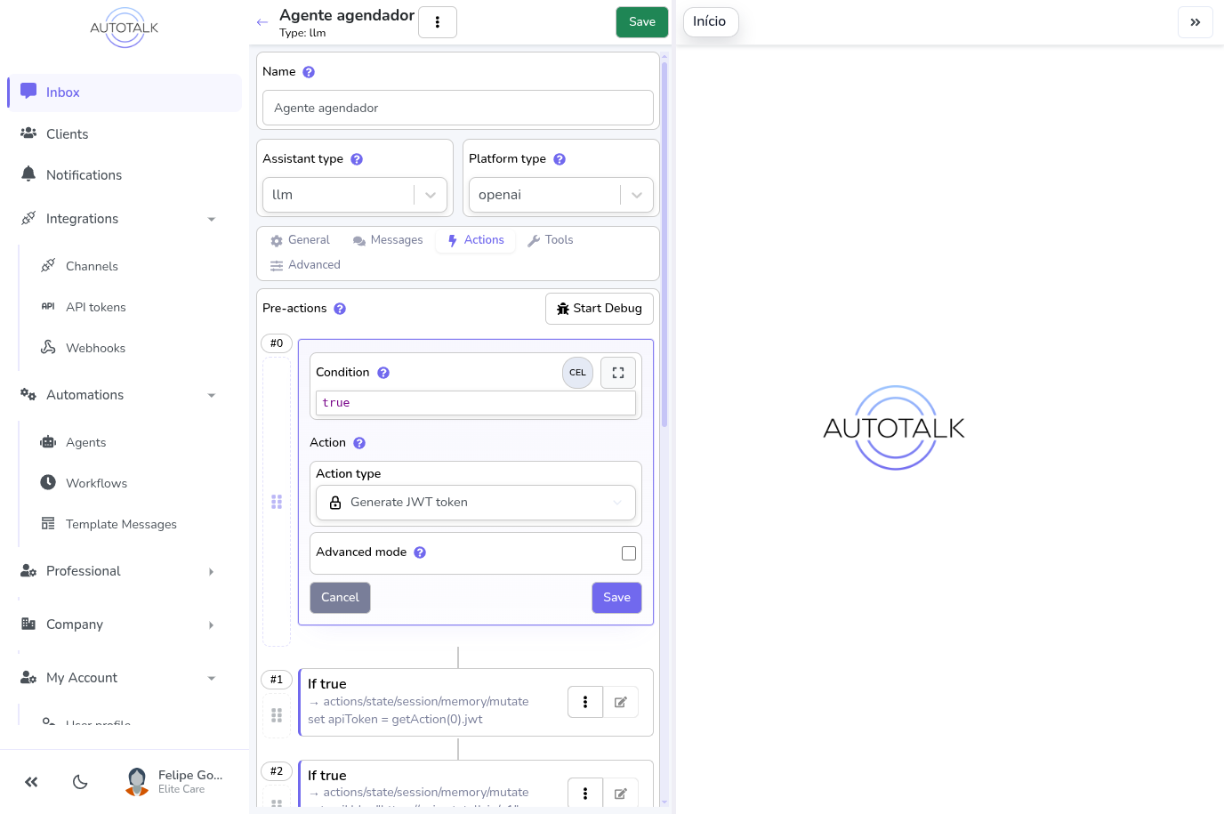 The CEL expression editor showing a Condition field with a 'true' expression, a CEL mode badge, and an Expand button